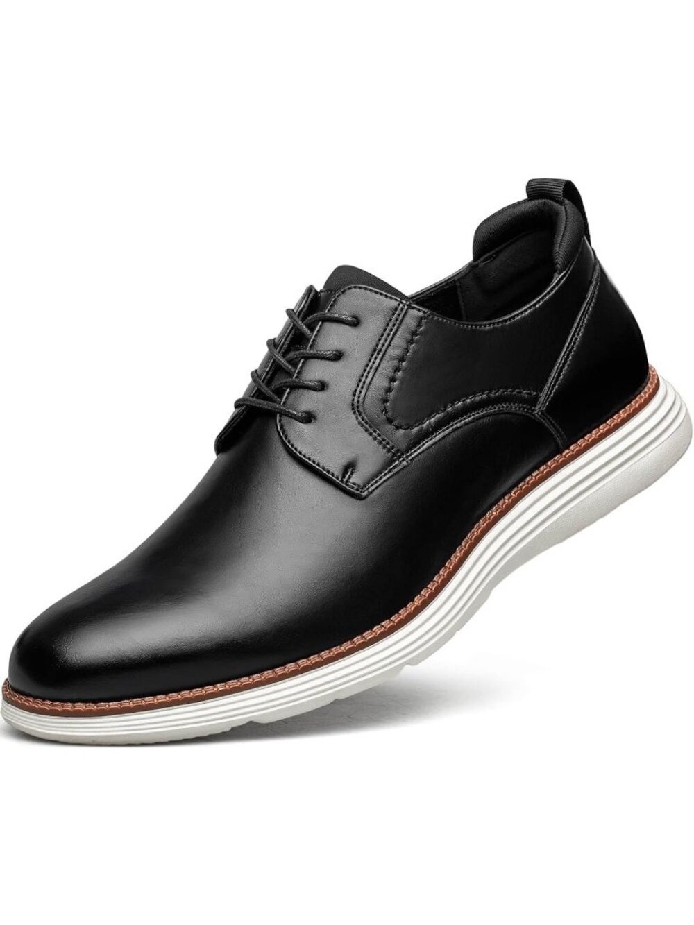Men's Jet Black Rubber Comfortable Flat & Lightweight Lace Up Walking Sneakers